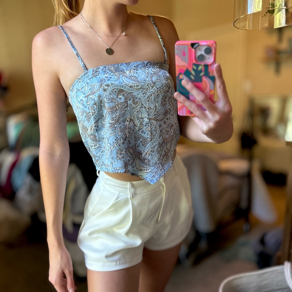 Blue, brown , and white paisley print tank from Hollister, size: S